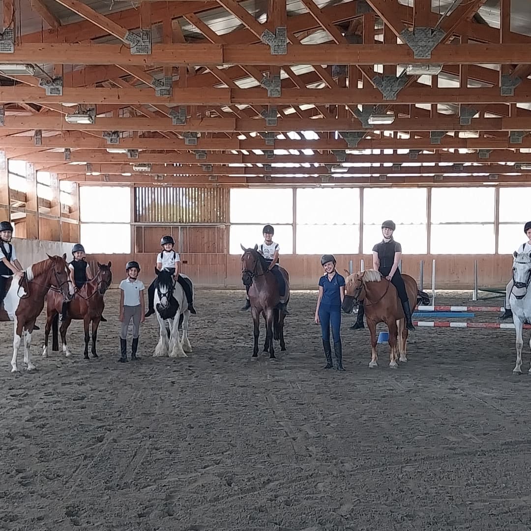 Lezione in maneggio coperto con bambini e pony al Circolo Ippico Tara